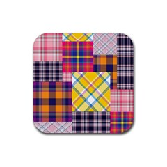 Checks Pattern Rubber Coaster (square)  by designsbymallika