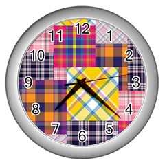 Checks Pattern Wall Clock (Silver)