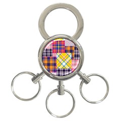 Checks Pattern 3-Ring Key Chain