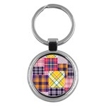 Checks Pattern Key Chain (Round) Front