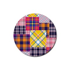 Checks Pattern Rubber Coaster (Round) 