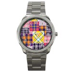 Checks Pattern Sport Metal Watch Front