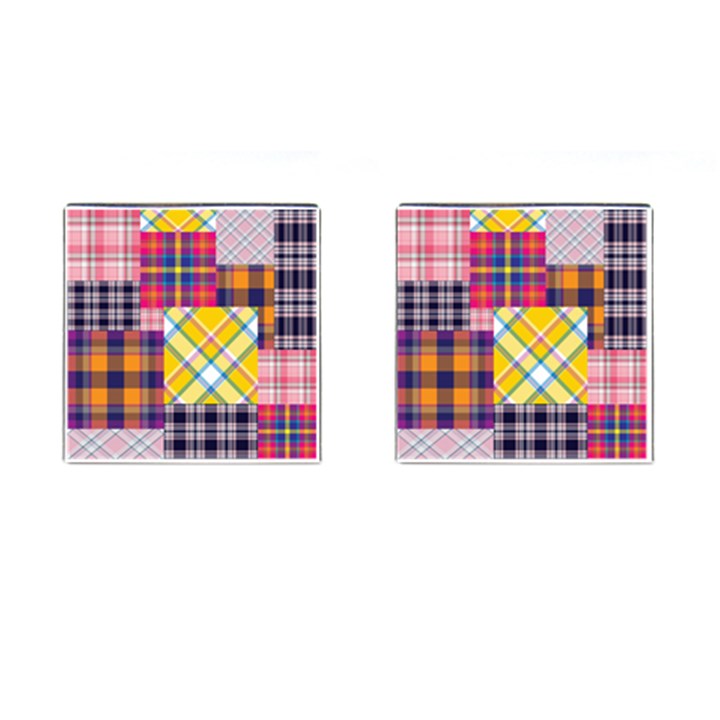 Checks Pattern Cufflinks (Square)