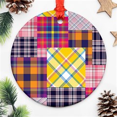 Checks Pattern Round Ornament (Two Sides)