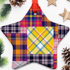 Checks Pattern Star Ornament (two Sides) by designsbymallika