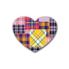 Checks Pattern Rubber Coaster (Heart) 