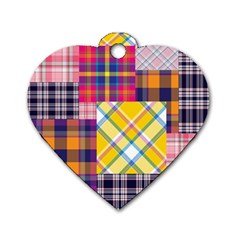 Checks Pattern Dog Tag Heart (Two Sides)