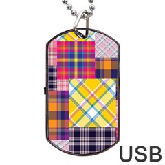 Checks Pattern Dog Tag Usb Flash (two Sides) by designsbymallika