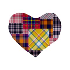 Checks Pattern Standard 16  Premium Heart Shape Cushions