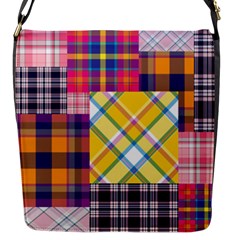 Checks Pattern Flap Closure Messenger Bag (S)