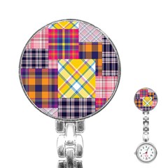 Checks Pattern Stainless Steel Nurses Watch