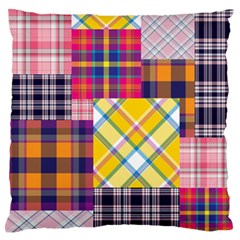 Checks Pattern Large Flano Cushion Case (One Side)