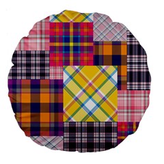 Checks Pattern Large 18  Premium Flano Round Cushions