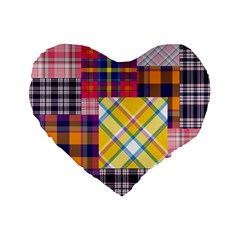 Checks Pattern Standard 16  Premium Flano Heart Shape Cushions