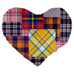 Checks Pattern Large 19  Premium Flano Heart Shape Cushions