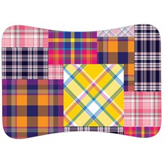 Checks Pattern Velour Seat Head Rest Cushion by designsbymallika