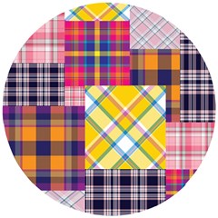 Checks Pattern Wooden Puzzle Round by designsbymallika