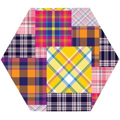 Checks Pattern Wooden Puzzle Hexagon