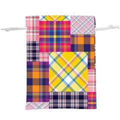 Checks Pattern  Lightweight Drawstring Pouch (XL)