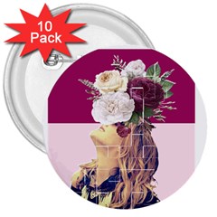 Flower Girl 3  Buttons (10 Pack)  by designsbymallika