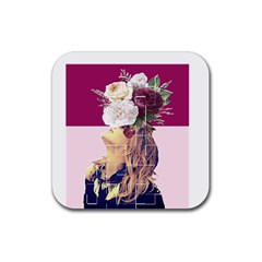 Flower Girl Rubber Coaster (square)  by designsbymallika