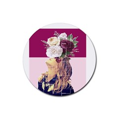 Flower Girl Rubber Coaster (round)  by designsbymallika