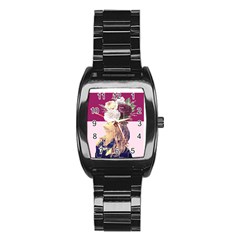 Flower Girl Stainless Steel Barrel Watch by designsbymallika