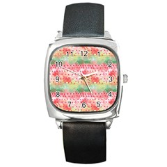 Colorful Paints Square Metal Watch by designsbymallika