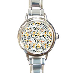 Abstract Seamless Pattern Round Italian Charm Watch by designsbymallika