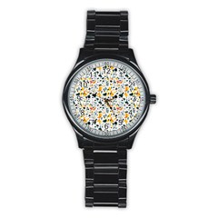 Abstract Seamless Pattern Stainless Steel Round Watch by designsbymallika