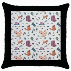 Funny Cats Throw Pillow Case (black) by SychEva