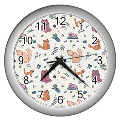 Funny Cats Wall Clock (Silver)