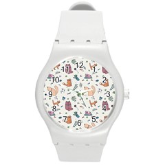 Funny Cats Round Plastic Sport Watch (M)