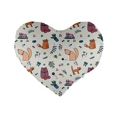 Funny Cats Standard 16  Premium Heart Shape Cushions