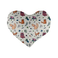 Funny Cats Standard 16  Premium Flano Heart Shape Cushions by SychEva