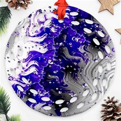 Fractal Lava Round Filigree Ornament (two Sides)