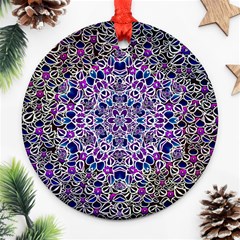 Digital Painting Drawing Of Flower Power Ornament (round) by pepitasart