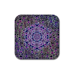 Digital Painting Drawing Of Flower Power Rubber Coaster (square) 