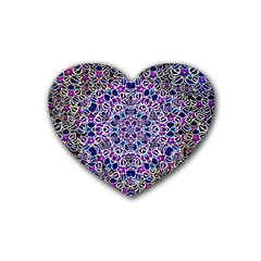 Digital Painting Drawing Of Flower Power Rubber Coaster (heart)  by pepitasart