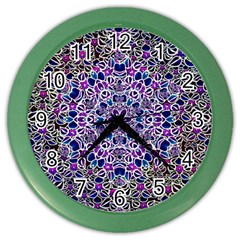 Digital Painting Drawing Of Flower Power Color Wall Clock by pepitasart