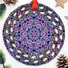 Digital Painting Drawing Of Flower Power Ornament (round Filigree) by pepitasart