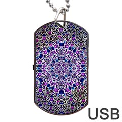 Digital Painting Drawing Of Flower Power Dog Tag Usb Flash (one Side) by pepitasart