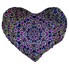 Digital Painting Drawing Of Flower Power Large 19  Premium Heart Shape Cushions by pepitasart