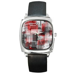 Abstract Tiles, Mixed Color Paint Splashes, Altered Square Metal Watch by Casemiro