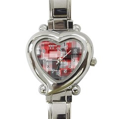 Abstract Tiles, Mixed Color Paint Splashes, Altered Heart Italian Charm Watch by Casemiro