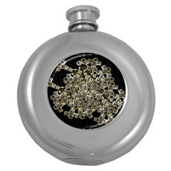 Industrial Heart Artwork Round Hip Flask (5 Oz) by dflcprintsclothing