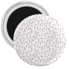 Cute Bunnies And Carrots Pattern, Light Colored Theme 3  Magnets by Casemiro