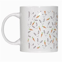 Cute Bunnies And Carrots Pattern, Light Colored Theme White Mugs by Casemiro