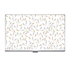 Cute Bunnies And Carrots Pattern, Light Colored Theme Business Card Holder by Casemiro