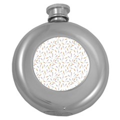 Cute Bunnies And Carrots Pattern, Light Colored Theme Round Hip Flask (5 Oz) by Casemiro